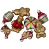 Pack of 8 Gold and Red Gingerbread Men with Sweet Treats Christmas Ornaments 3"