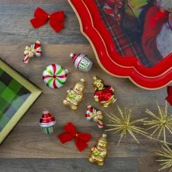 Pack of 8 Gold and Red Gingerbread Men with Sweet Treats Christmas Ornaments 3"