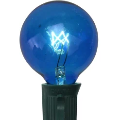 Pack of 25 Incandescent Blue G40 Globe Christmas Replacement Light Bulbs - 7 Watts