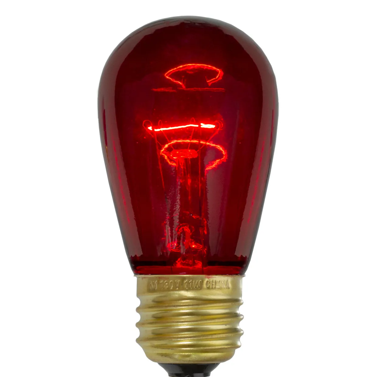 Pack of 25 Incandescent Red E26 Base Replacement S14 Light Bulbs - 11 Watts