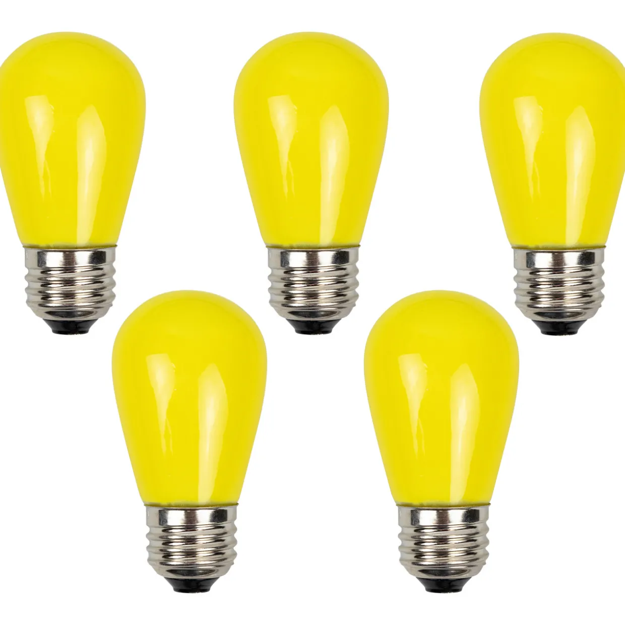 Pack of 25 Opaque Yellow LED S14 Christmas Replacement Light Bulbs - 1.3 Watts