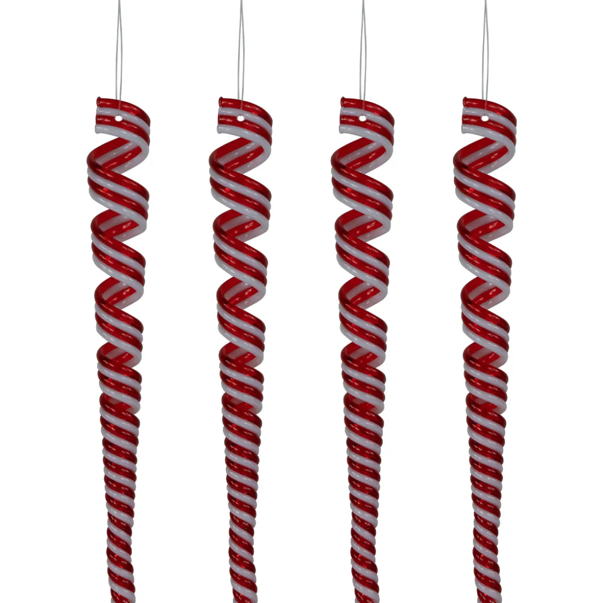 Pack of 4 Red and White Candy Curls Christmas Ornaments 7"