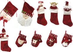 Pack of 10 Red Christmas Stocking and Gift Bag Set 14.5"