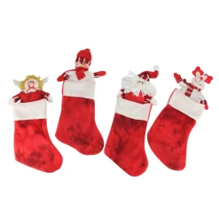 Pack of 10 Red Christmas Stocking and Gift Bag Set 14.5