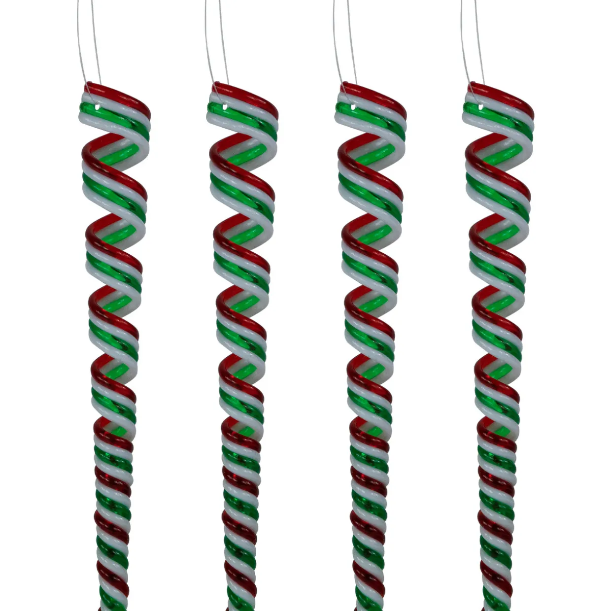 Pack of 4 Red, White and Green Candy Curls Christmas Ornaments 7"