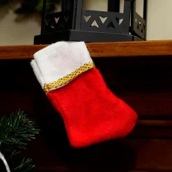 Pack of 6 Traditional Mini Christmas Stockings with Gold Glitter Pen