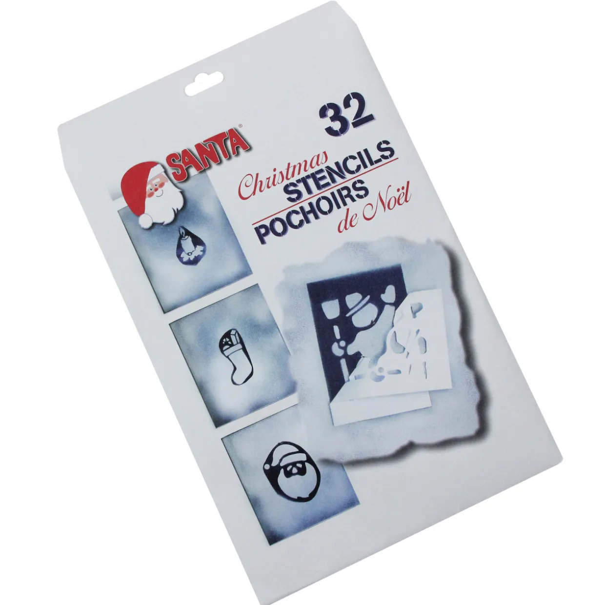 Pack of 32 White Santa Claus Christmas Art Stencils