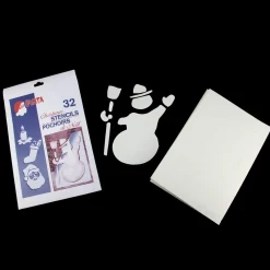 Pack of 32 White Santa Claus Christmas Art Stencils