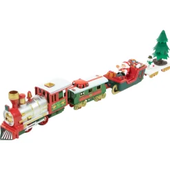 31pc Battery Operated Lighted and Animated Christmas Tree Train Set with Sound