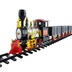 20pc Black and Red Battery Operated Classic Train Set 12"