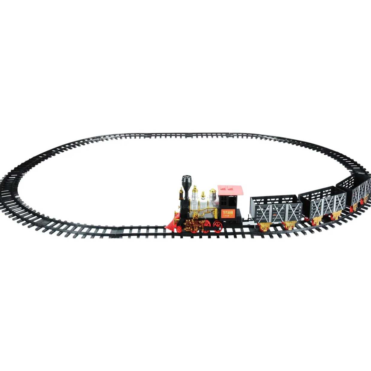 20pc Black and Red Battery Operated Classic Train Set 12"