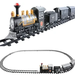 14pc Black Battery Operated Lighted and Animated Classic Train Set