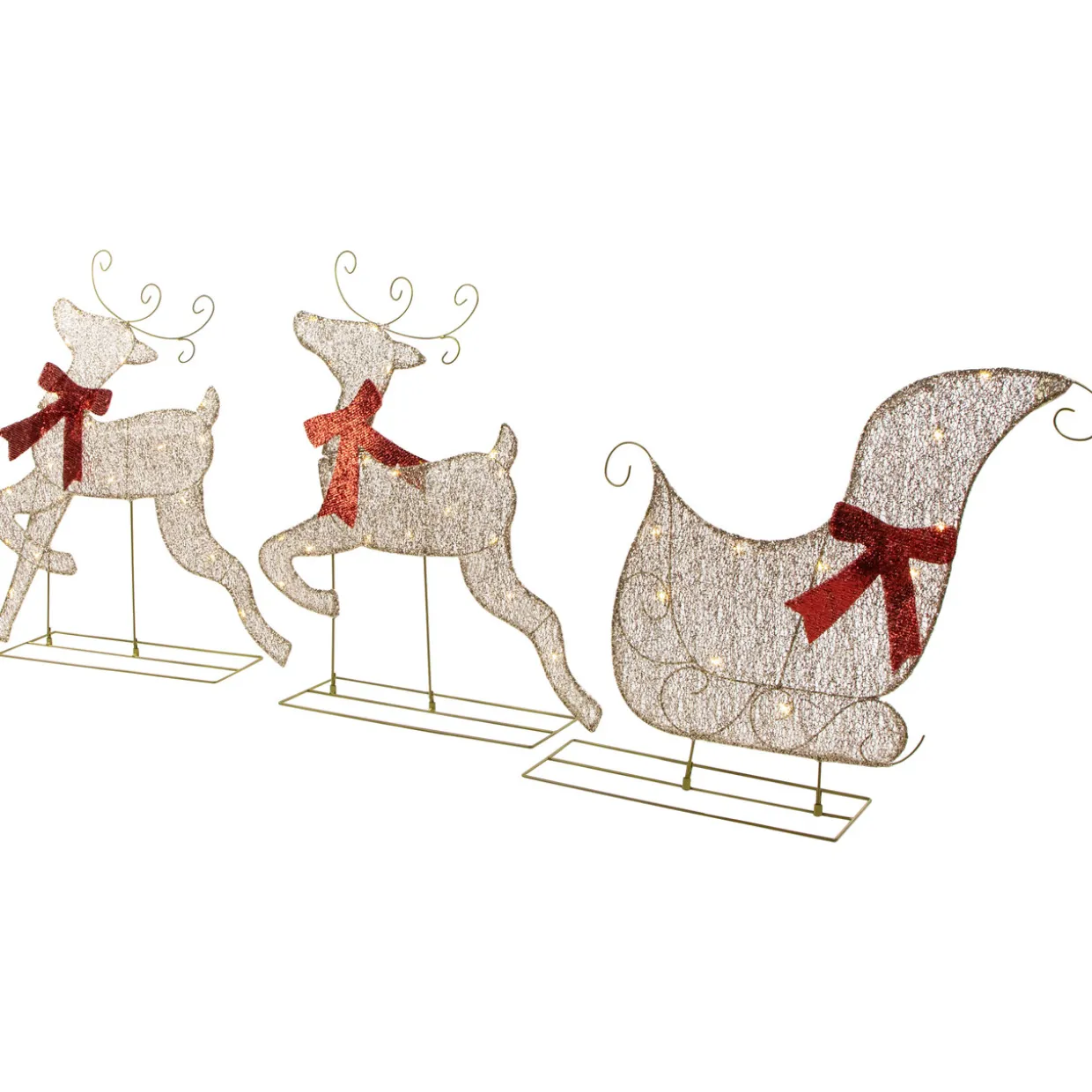 3pc LED Lighted Reindeer and Sleigh Outdoor Christmas Decoration