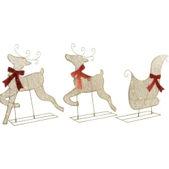 3pc LED Lighted Reindeer and Sleigh Outdoor Christmas Decoration