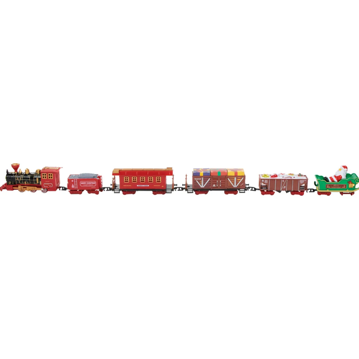 22pc Red Battery Operated Lighted and Animated Christmas Train Set with Music and Sound