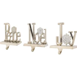 Peace, Joy and Noel Metal Christmas Stocking Holders - 6.5