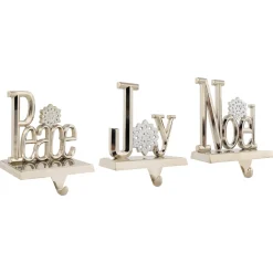 Peace, Joy and Noel Metal Christmas Stocking Holders - 6.5