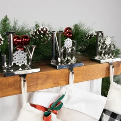 Peace, Joy and Noel Metal Christmas Stocking Holders - 6.5
