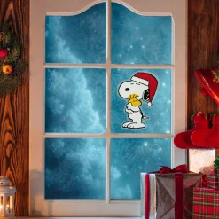 Peanuts Snoopy Hugs Woodstock Double Sided Christmas Window Cling Decoration - 7"