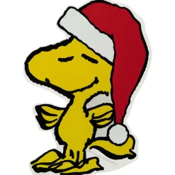 Peanuts Woodstock in Santa Hat Christmas Window Cling Decoration - 7"