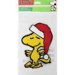 Peanuts Woodstock in Santa Hat Christmas Window Cling Decoration - 7