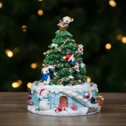 Penguins and Christmas Tree Rotating Music Box - 6.5"