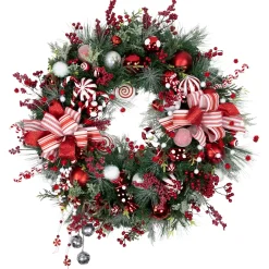 Peppermint Candy Artificial Pine Christmas Wreath - 42" - Unlit