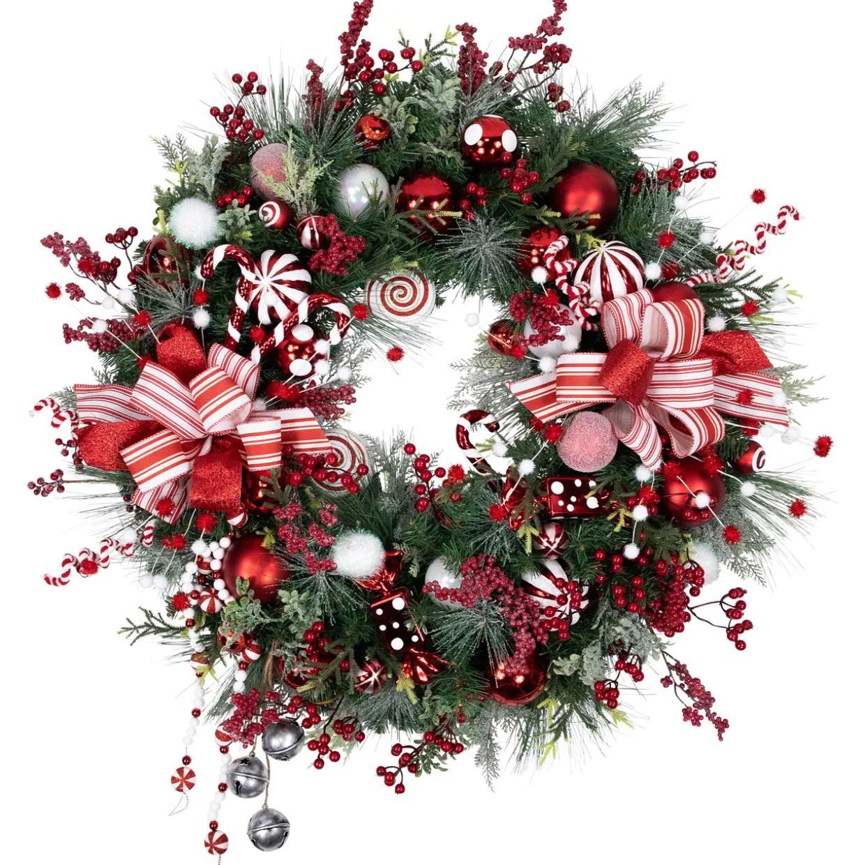 Peppermint Candy Artificial Pine Christmas Wreath - 42" - Unlit