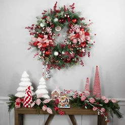 Peppermint Candy Artificial Pine Christmas Wreath - 42" - Unlit