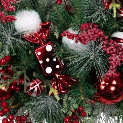 Peppermint Candy Artificial Pine Christmas Wreath - 42