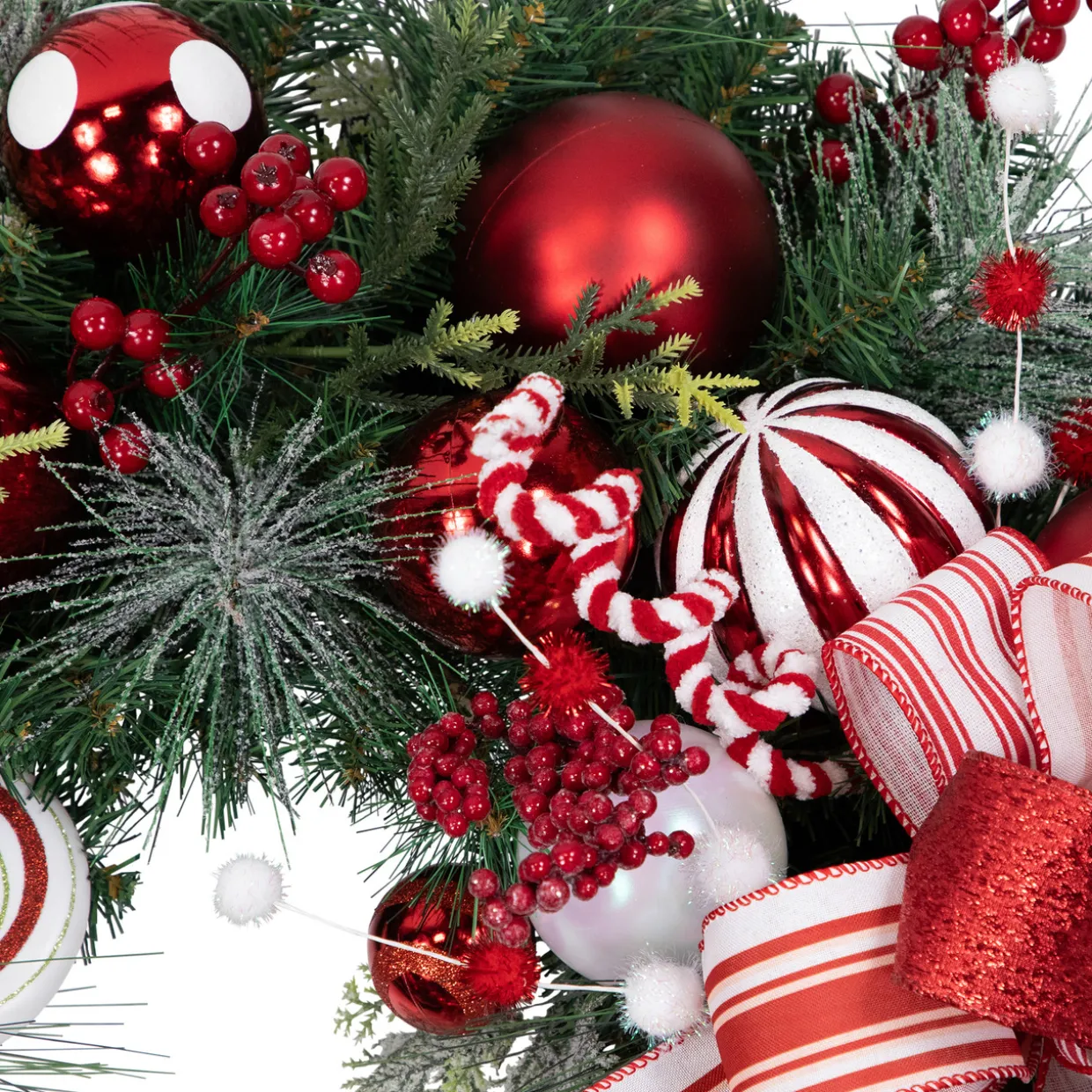 Peppermint Candy Artificial Pine Christmas Wreath - 42" - Unlit