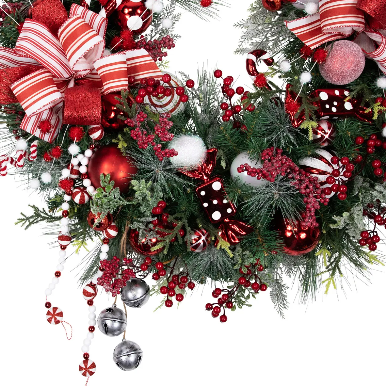 Peppermint Candy Artificial Pine Christmas Wreath - 42" - Unlit