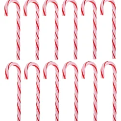 Peppermint Candy Cane Christmas Ornaments - 7" - Red and White - 12 ct