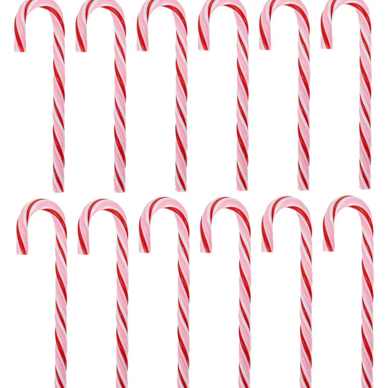 Peppermint Candy Cane Christmas Ornaments - 7" - Red and White - 12 ct