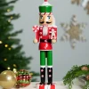 Peppermint Candy Nutcracker Christmas Figure - 15" - Red and Green