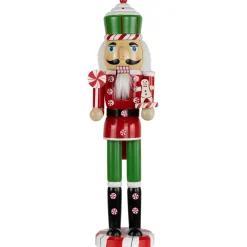Peppermint Candy Nutcracker Christmas Figure - 15" - Red and Green