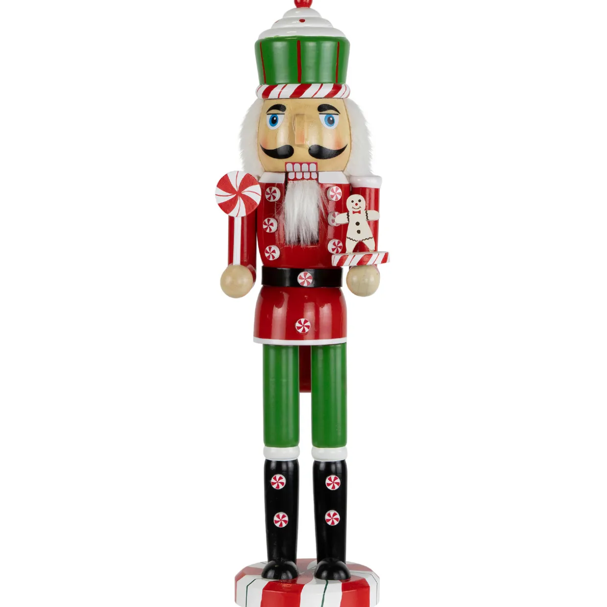 Peppermint Candy Nutcracker Christmas Figure - 15" - Red and Green