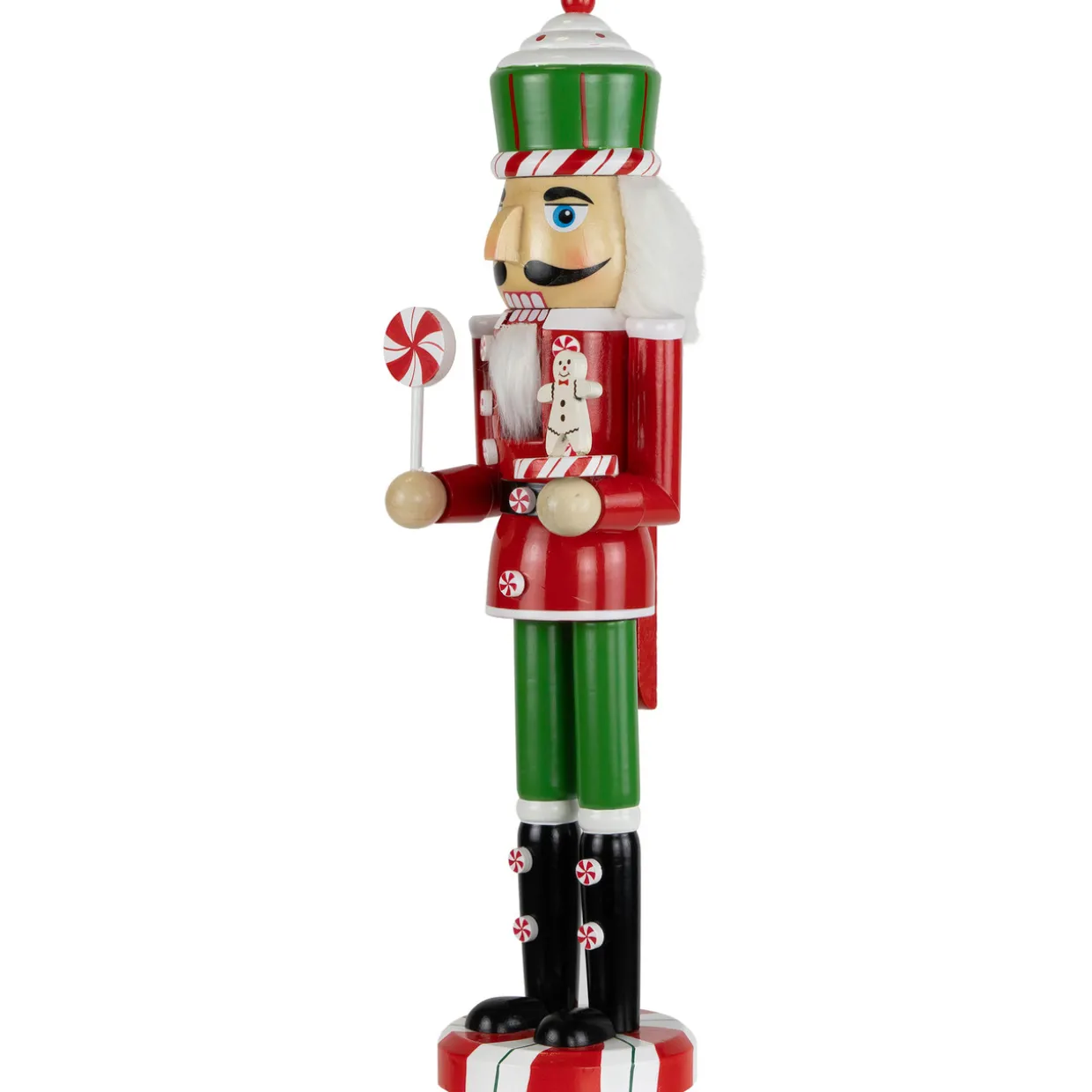 Peppermint Candy Nutcracker Christmas Figure - 15" - Red and Green
