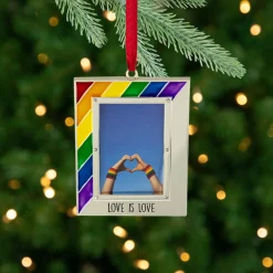 Picture Frame "Love is Love" Christmas Ornament - for 2.75" x 1.5" Photo - 3.5"