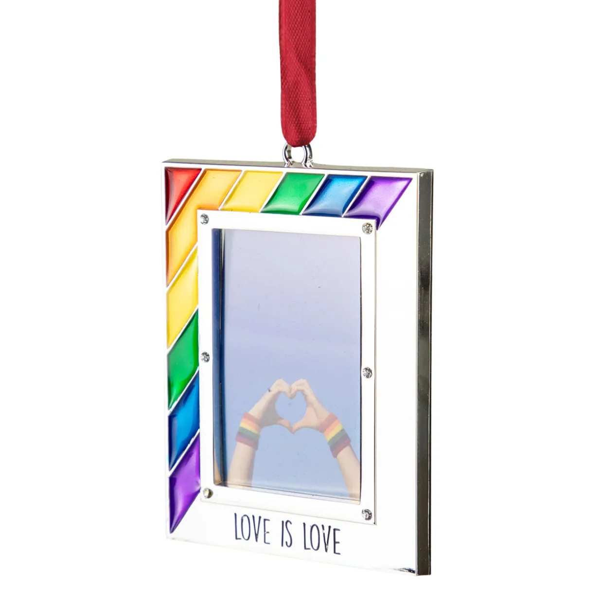 Picture Frame "Love is Love" Christmas Ornament - for 2.75" x 1.5" Photo - 3.5"