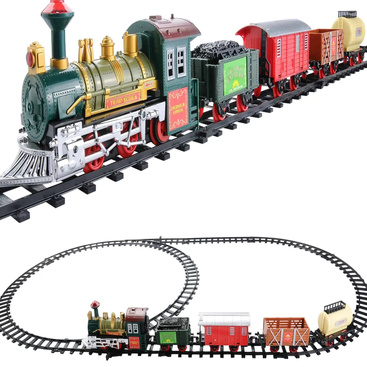 16-Piece Battery Operated Lighted and Animated Continental Express Train Set with Sound