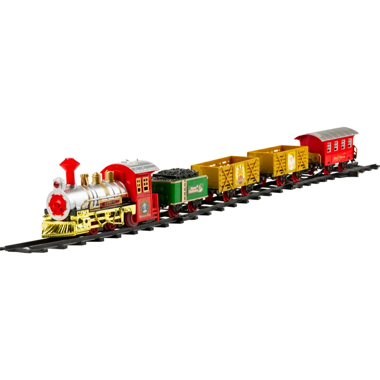 16-Piece Battery Operated Lighted and Animated Christmas Express Train Set with Sound