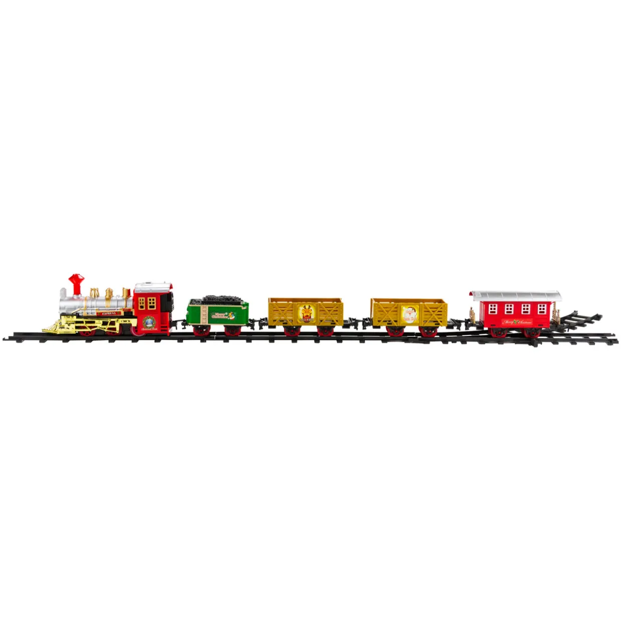 16-Piece Battery Operated Lighted and Animated Christmas Express Train Set with Sound