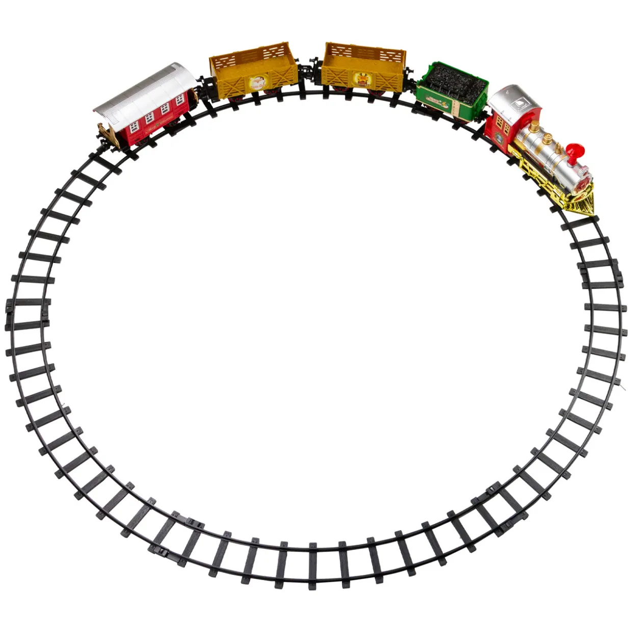 16-Piece Battery Operated Lighted and Animated Christmas Express Train Set with Sound