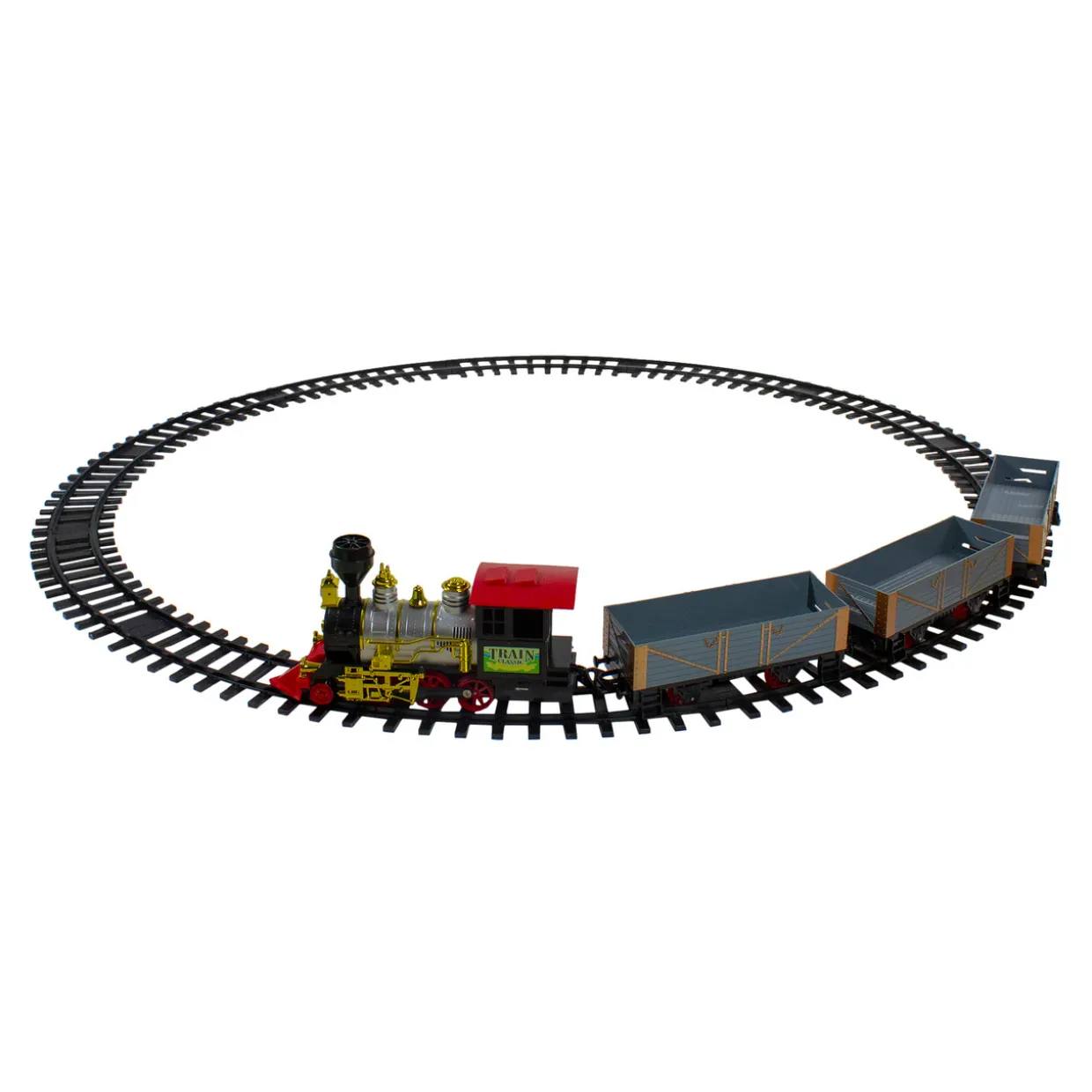 20-Piece Battery Operated Red and Gold Animated Classic Christmas Train Set with Sound