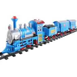 14-Piece Blue Lighted and Animated Classic Cartoon Train Set with Sound