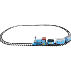14-Piece Blue Lighted and Animated Classic Cartoon Train Set with Sound