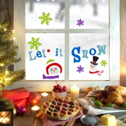 21-Piece Let It Snow Santa and Snowman Gel Christmas Window Clings