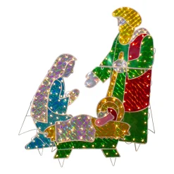3-Piece Lighted Holographic Christmas Nativity Set Outdoor Decoration - Clear Lights