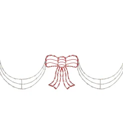 3-Piece Lighted Red and White Bow and Swag Christmas Decoration